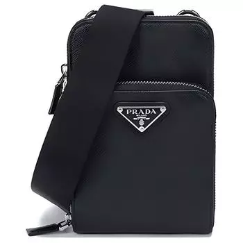 PRADA Мужская кожаная сумка через плечо, поясная сумка, черная
