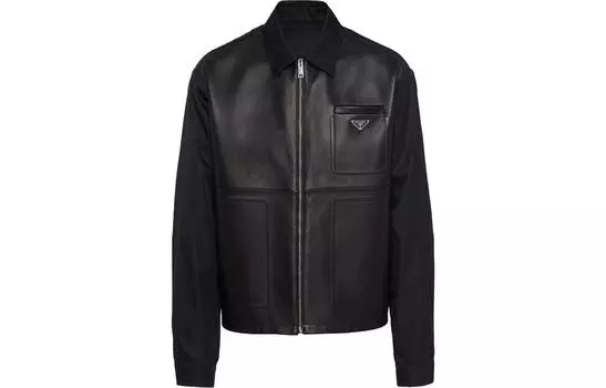 Куртка мужская Prada Leather & Nylon, черный