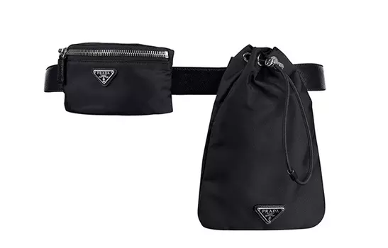 PRADA Мужская поясная сумка из нейлона, черная