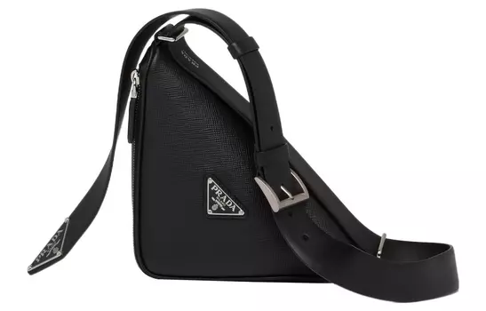PRADA Мужская поясная сумка из сафьяновой кожи, черная