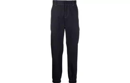 Штаны спортивные мужские Prada с белой строчкой, черный