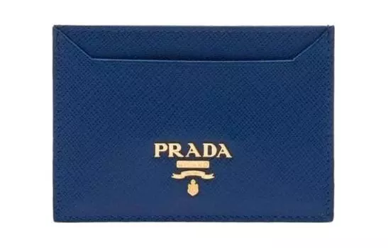 PRADA Мужской кожаный держатель для карт синего цвета
