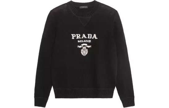 Свитер мужской Prada Logo Intarsia, черный