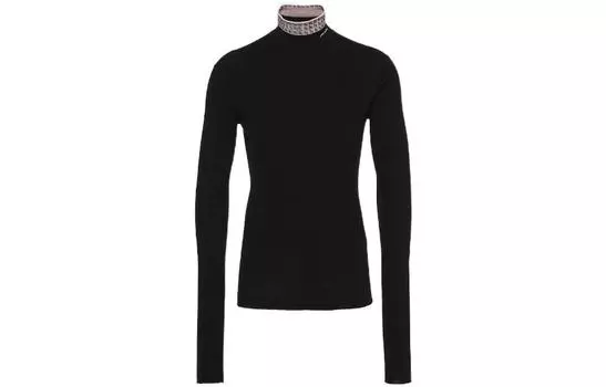 Свитер мужской Prada Intarsia с цветным воротником, черный