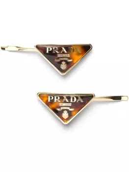 Prada набор заколок для волос с логотипом, золотистый