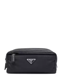 Prada несессер Re-Nylon с логотипом, черный