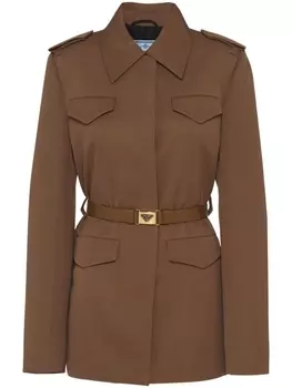 Prada однобортная габардиновая куртка, коричневый