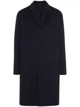 Prada однобортное шерстяное пальто, синий