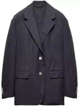 Prada однобортный хлопковый блейзер, синий