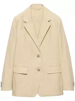 Prada однобортный старый блейзер из парусины, нейтральный цвет