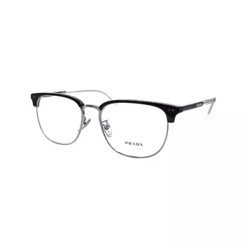 PRADA Оптические очки Plate And Metal Browline мужские, черные, серебристые
