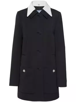 Prada пальто с контрастным воротником, черный