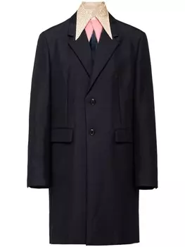 Prada пальто с контрастным воротником, синий