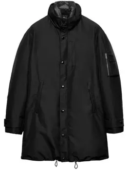 Prada пальто с логотипом, черный