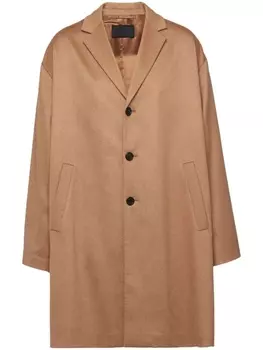 Prada пальто с логотипом, коричневый