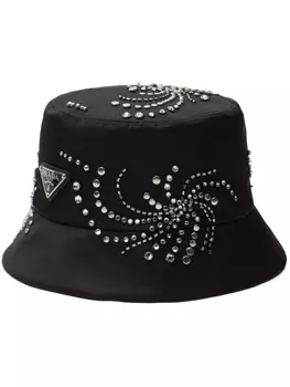 Prada панама Re-Nylon с кристаллами, черный