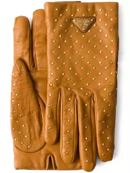 Prada перчатки с заклепками, коричневый
