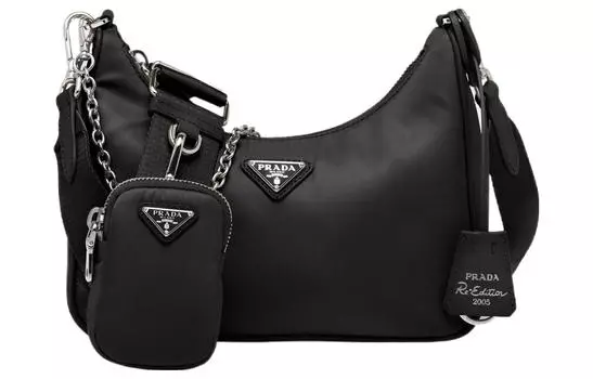 PRADA Переиздание 2005 года, сумка через плечо, нейлон, черный