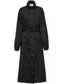 Prada плащ Re-Nylon с логотипом, черный