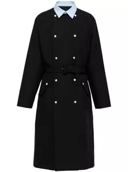 Prada плащ с контрастным воротником, черный