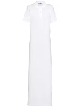 Prada платье макси из ткани пике, белый