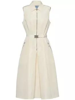 Prada платье миди с поясом, белый