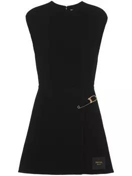 Prada платье мини с декоративной булавкой, черный