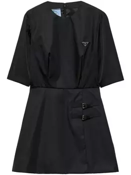 Prada платье мини с логотипом, черный
