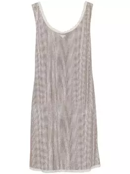 Prada платье мини со стразами, нейтральный цвет