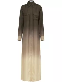 Prada платье-рубашка с эффектом омбре, зеленый