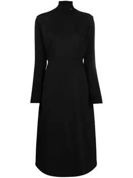 Prada платье с длинными рукавами и логотипом, черный