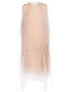Prada платье с драпировкой из вуали, нейтральный цвет