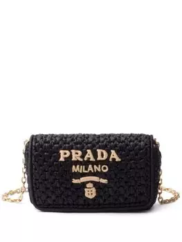 Плетеная сумка Prada на плечо, черный