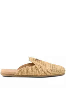 Prada плетеные слиперы с логотипом, нейтральный цвет