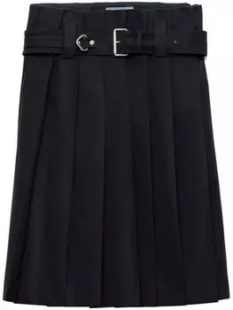 Prada плиссированная юбка с поясом, синий