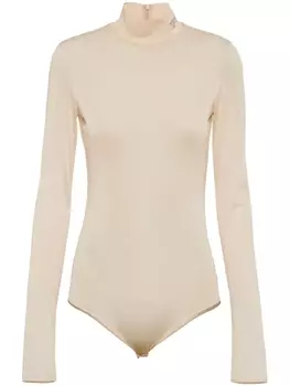 Prada полупрозрачное боди Gazar из джерси, нейтральный цвет