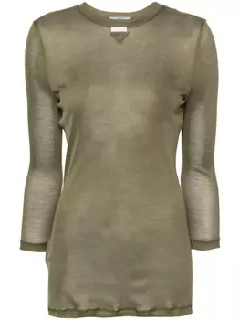 Prada полупрозрачный шелковый топ, зеленый