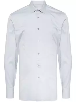 Prada поплиновая рубашка с длинными рукавами, синий