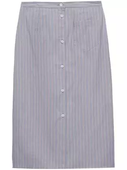 Prada поплиновая юбка миди в полоску, синий