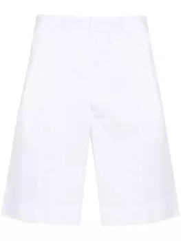 Prada поплиновые шорты с нашивкой-логотипом, белый