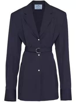 Prada поплиновый блейзер с поясом, синий
