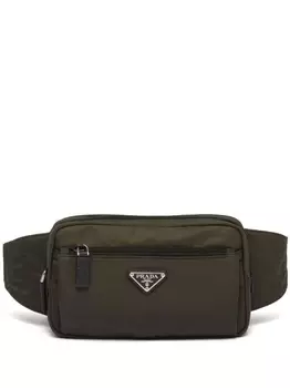 Prada поясная сумка Re-Nylon со вставками из сафьяновой кожи, зеленый