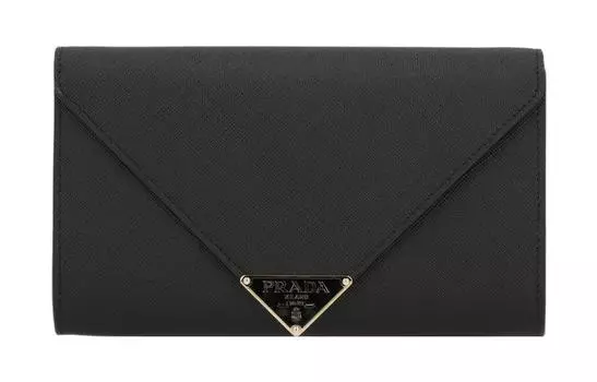 PRADA Портативный кожаный кошелек на одно плечо, женский, черный