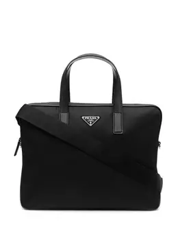 Prada портфель Re-Nylon со вставками из кожи, черный