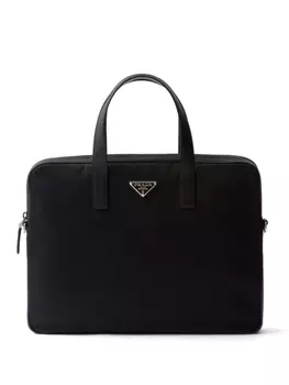 Prada портфель Re-Nylon со вставками из кожи, черный