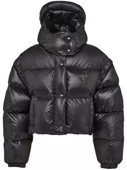 Prada пуховик Re-Nylon со съемными рукавами, черный