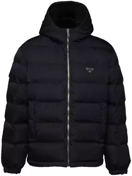 Prada пуховик с логотипом, черный