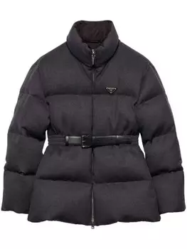 Prada пуховик с логотипом, серый