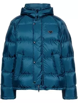 Prada пуховик с логотипом, синий
