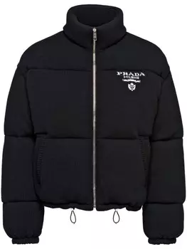Prada пуховик вязки интарсия, черный